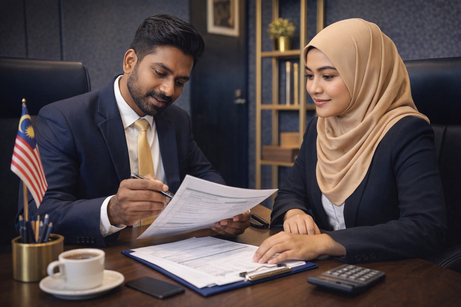 Completed loan application form with pen and financial calculator