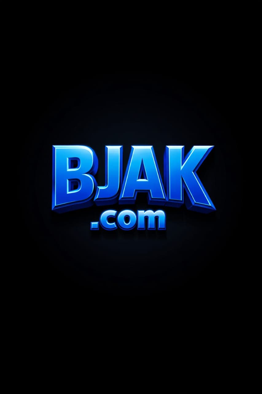 3D metallic blue text reading BJAK.com centered against a solid black background.